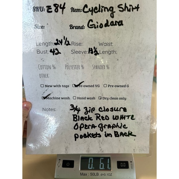 Giordana Men's Cycling Shirt Red/Whi/Black SIZE Med - Picture 5 of 5